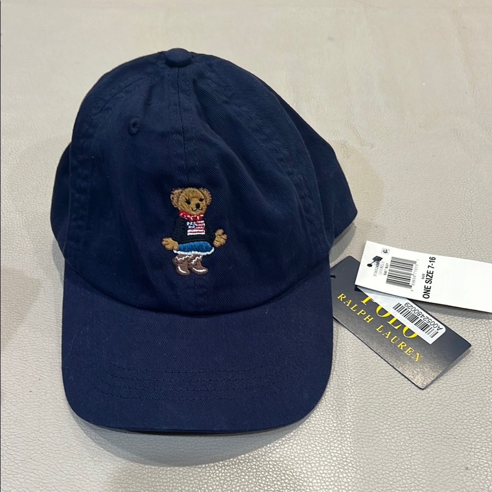 Ralph Lauren Navy Cap with Bear Embroidery